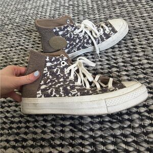 Converse brown and white high top women’s sneaker